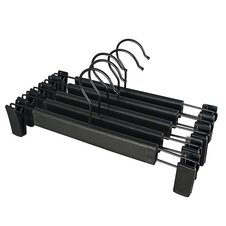 Set of 10 trouser hangers, with 2 non-slip and adjustable clips, black