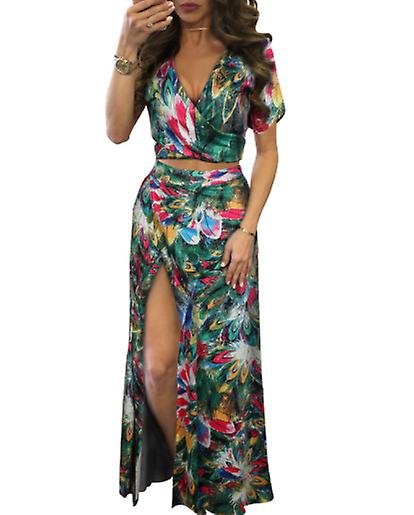 2023 عالية الجودة المرأة مثير اللباس Ins أزياء تنورة طويلة الكلاسيكية الأزهار الساخنة بيع اللباس قطعتين مجموعة للسيدات