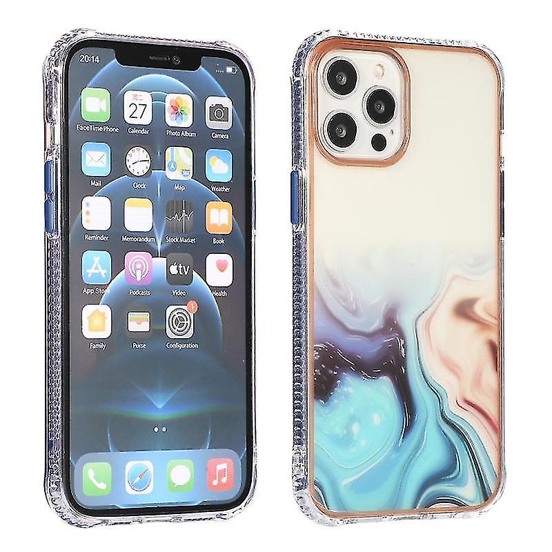 For Iphone 12 Pro Max Star Sea Marble Pattern Tpu Protective Case(swirl Blue)