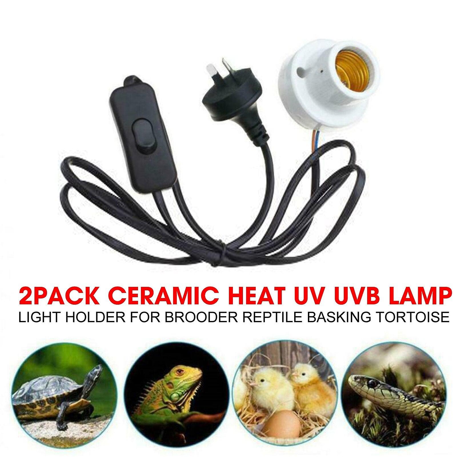 2Pack Ceramic Heat Uv Uvb Lamp Light Holder For Brooder Reptile Basking Tortoise