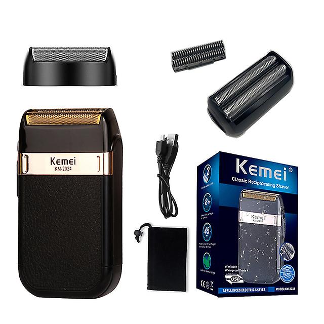 Rasoir lectrique pour hommes la mode Homme Coque en cuir tanche Rechargeable Professionnel Barbe Tondeuse Razor Km-2024