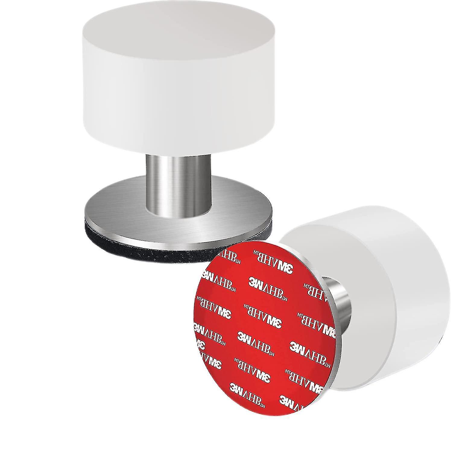 Der weiße selbstklebende Türanschlag aus Edelstahl mit schalldämpfendem Stoßfängerverdeck (2er Pack)