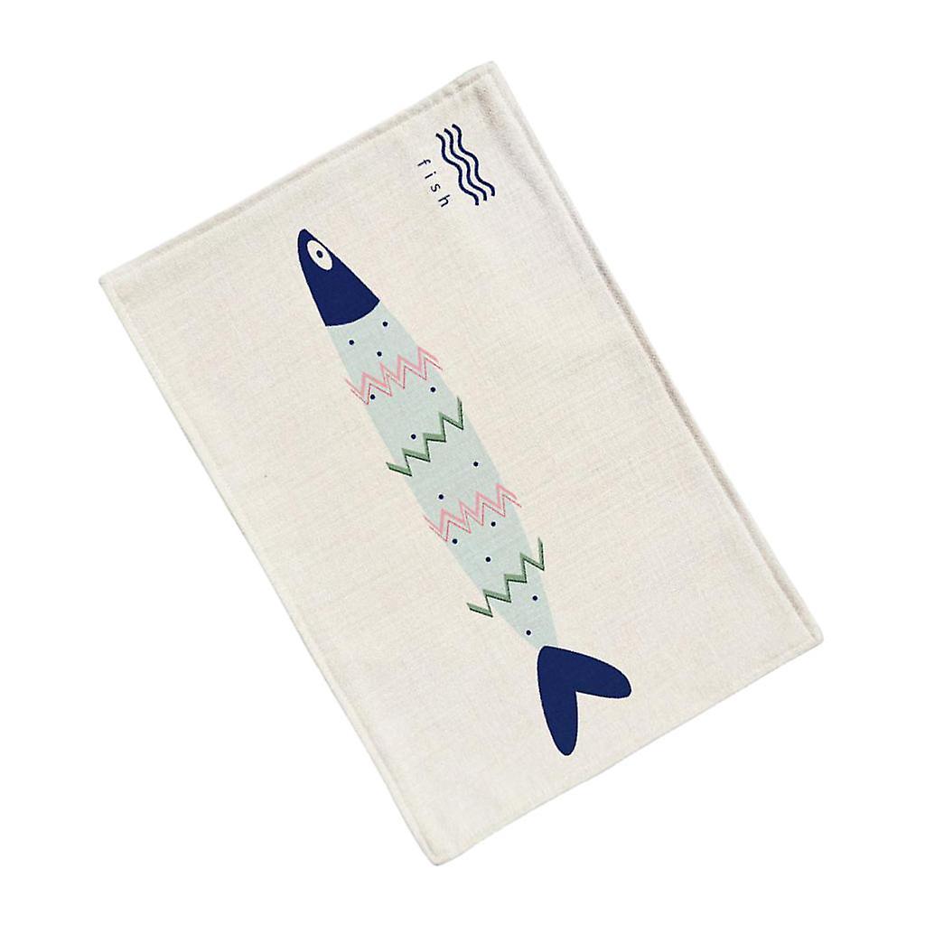 Mediterranean Fish Pattern Table Mat Rectangular Heat-insulated Place Mats D