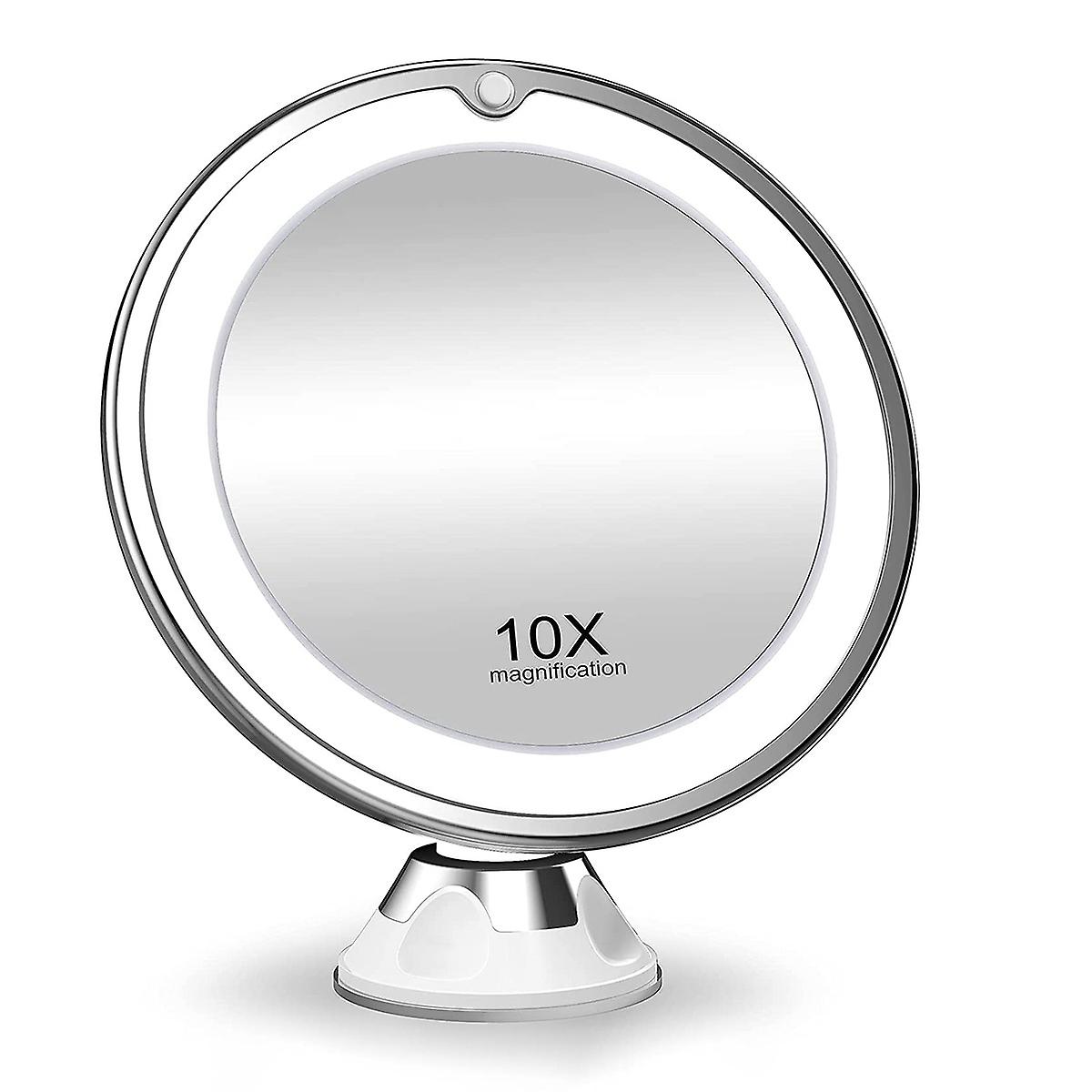 Tabletop mirror with light - 10x magnifying mirror - 360° rotating LED makeup mirror with suction cup - Makeup mirror with light