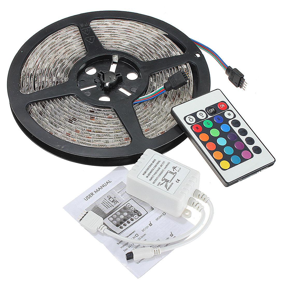 10M/15m/20m 5050 Rgb Waterproof Led Strip Light Dc12v With 24-key Ir Remote For Indoor/outdoor Garden