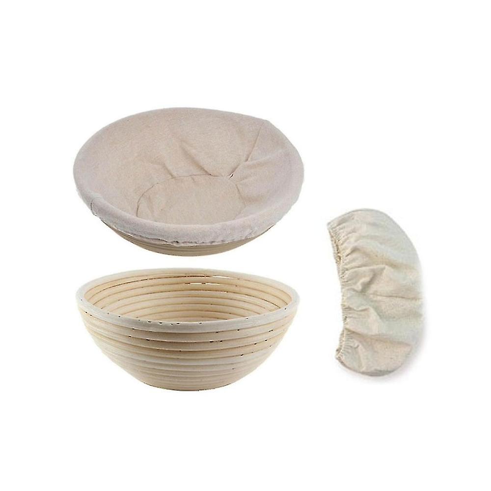 2pcs Bread Proofing Baskets,round Rattan Bread Bowls With Liners For Home Bakers Baking Making 23cm