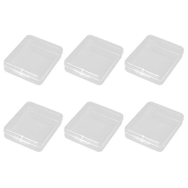 6pcs Plastic Case Rectangular Jewelry Box Transparent Storage Case Earrings Container Box With Cover