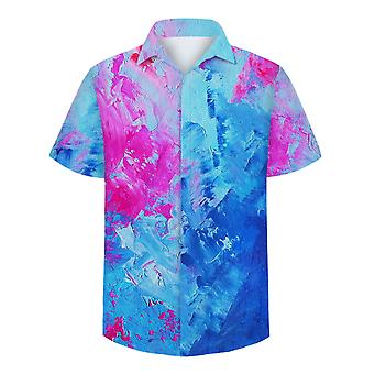 Youthup Mens Oil Painting Pattern Short Sleeve Shirt