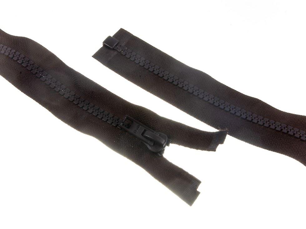 Minerva Plastic Chunky Open End Zips Brown - 45 cm - each