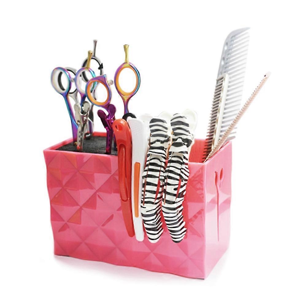 Storage box for hairdressing accessories, scissors, combs, hair clips (red)
