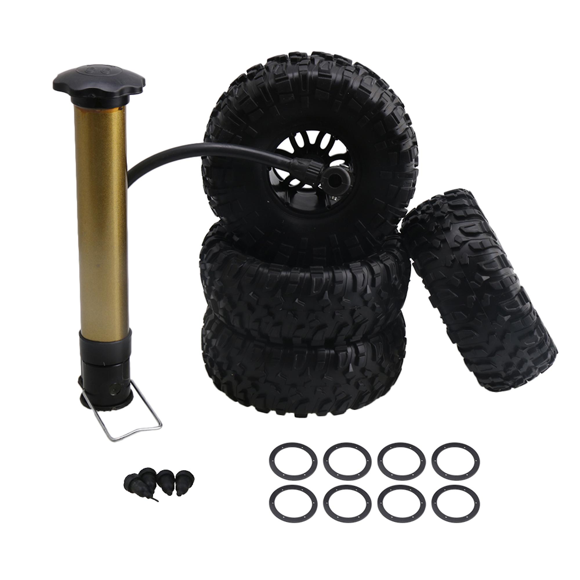 4Pcs 2.2Inch S Pattern RC1:10 Crawler Inflatable Tire W/ Beadlock Wheel
