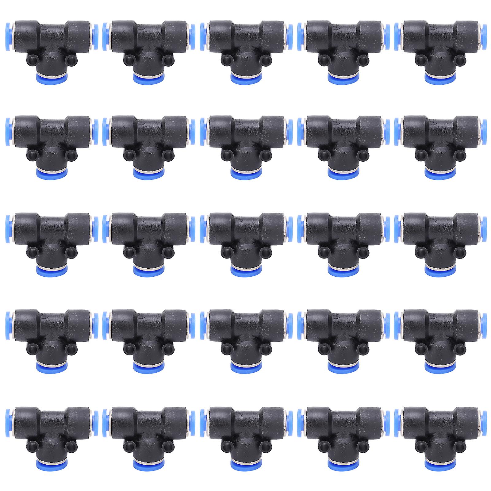 50Pcs 3‑Way Pneumatic Connector Quick PU Tube Hose Push in Air Water Fitting PEG6‑8‑6