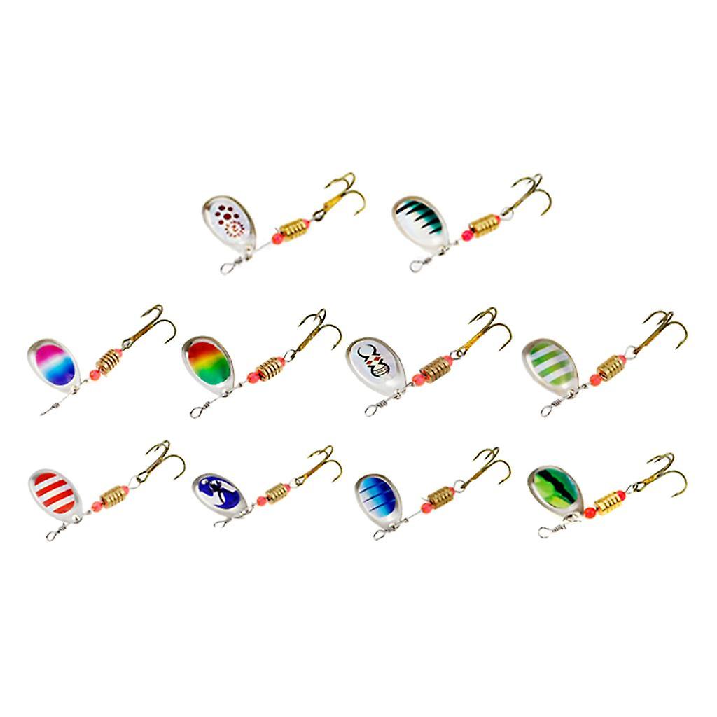 10Packs Colorful Sequins Baits Spinnerbait with Treble Hooks Freshwater