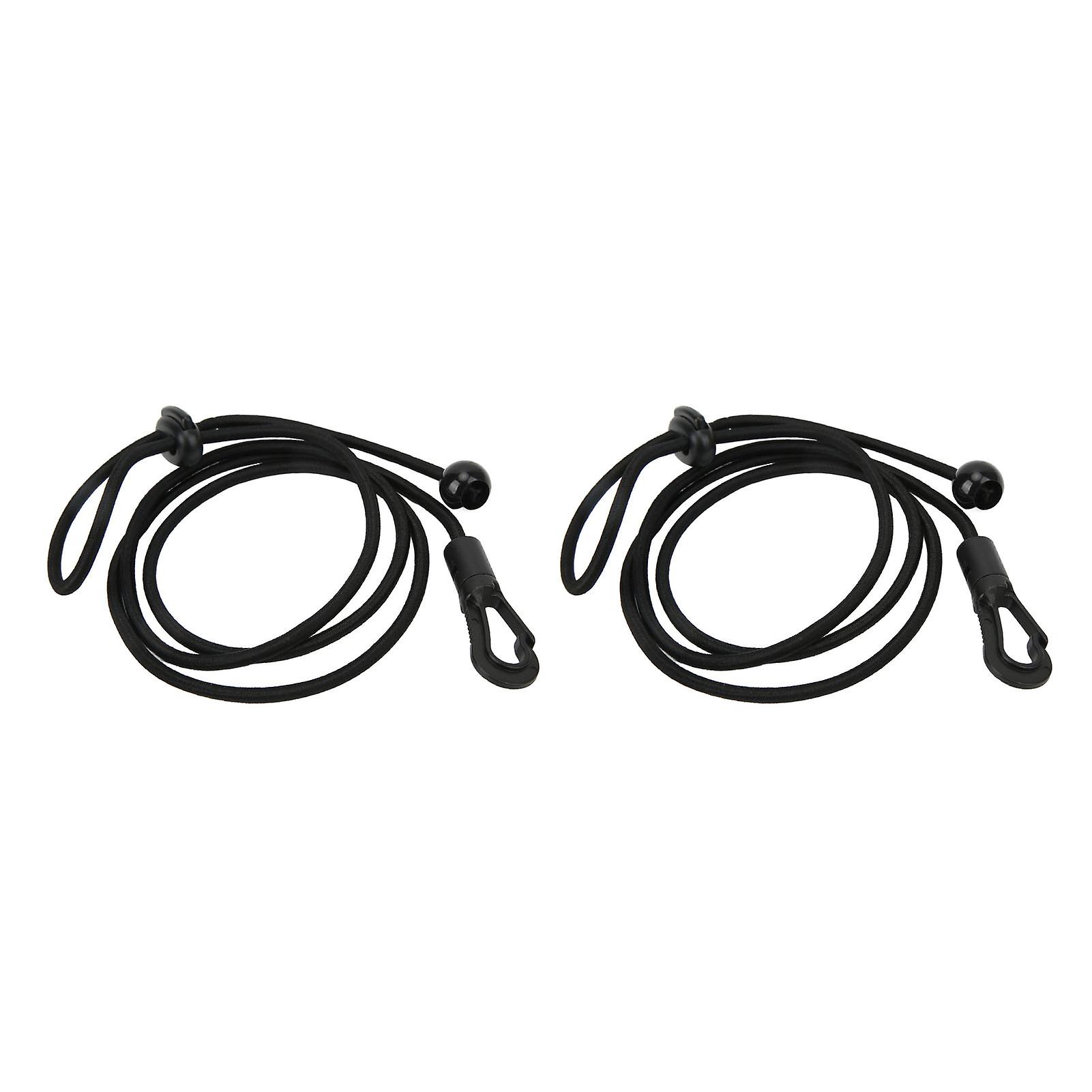 2pcs/set 180cm Kayak Canoe Paddle Leash Clip Stretchable Kayaking Accessory for Kayaking Surfing Black