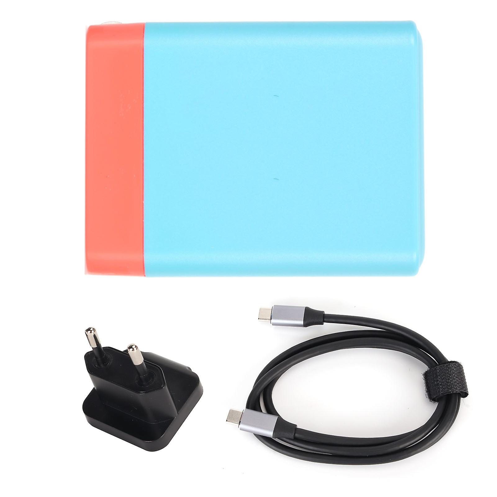 Portable Dock Charger Adapter 3 in 1 Fast Charging HD Multimedia Interface PD 65W USB C Charger for Switch OLED 100‑240V Red Blue EU Plug