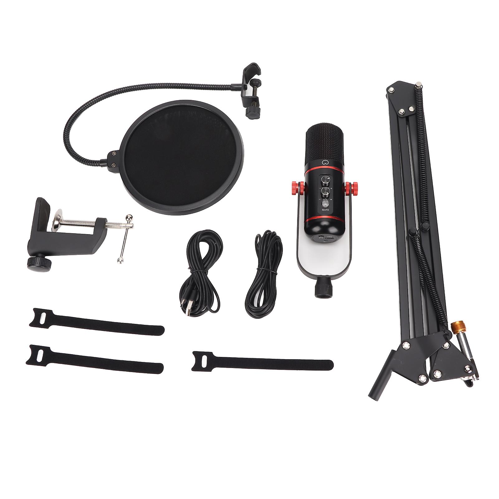 Gaming Microphone USB with Mute Button, Adjustable Bracket, RGB Lights