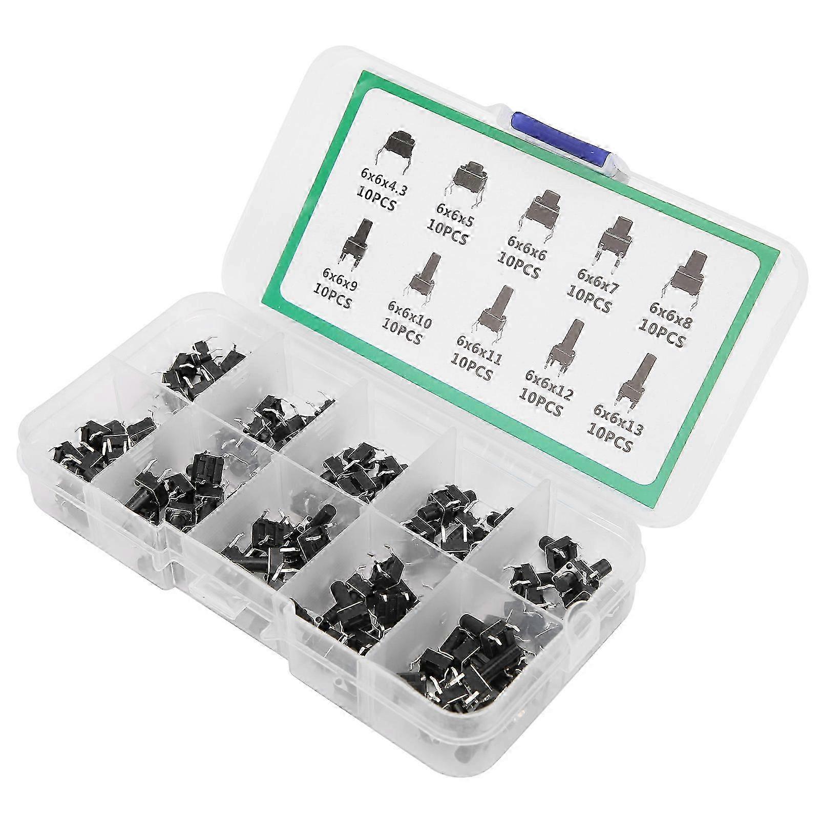 100Pcs Tactile Push Button Switch for TV Audio Computer Electronic Product Control