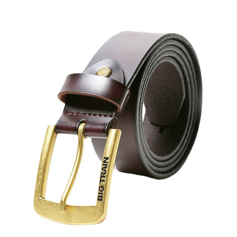 Herr Märke Läder Pin Spänne Läder Bälte Ren Färg Yta Jeans Bälte
