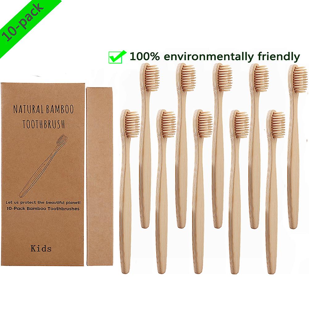 10PCS Toothbrushes Soft Bristle Remove Surface Stains Comfortable Grasp Toothbrushes Set for Children Beige Yellow