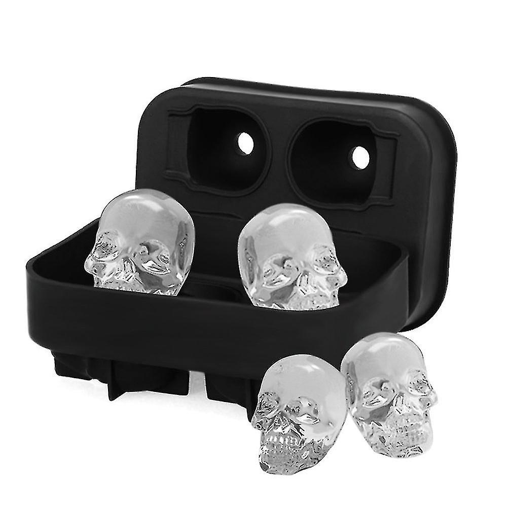 skull Ice Cubes, 3d Skull Black Silicone Ice Cube Mold,cooling Bourbon