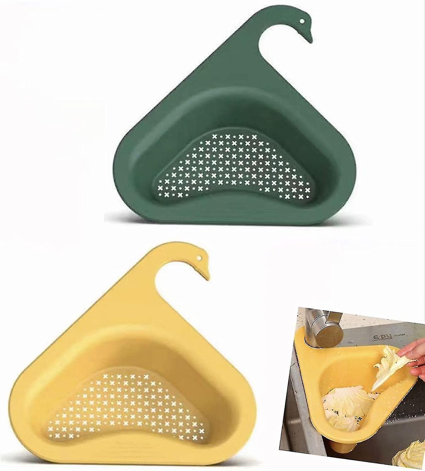 Kitchen Sink Drain Strainer Basket Triangle Drain Rack Swan Multipurpose Dr