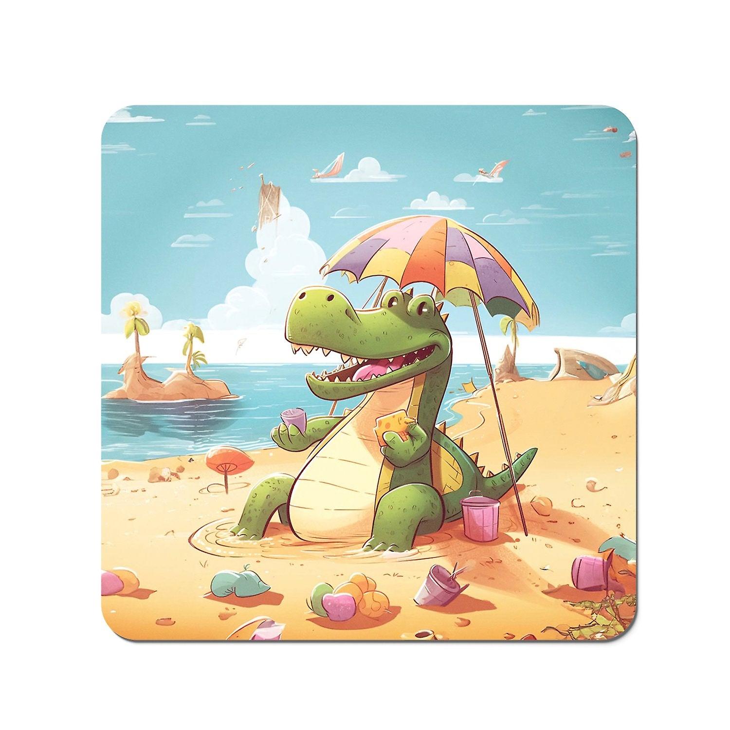 A Crocodile On A Beach Holiday Coasters