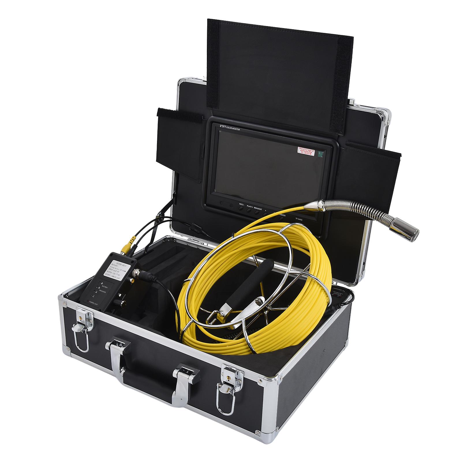 9in LCD Pipeline Endoscope Waterproof Inspection Camera Water Pipe Video Endoscope 100‑240V