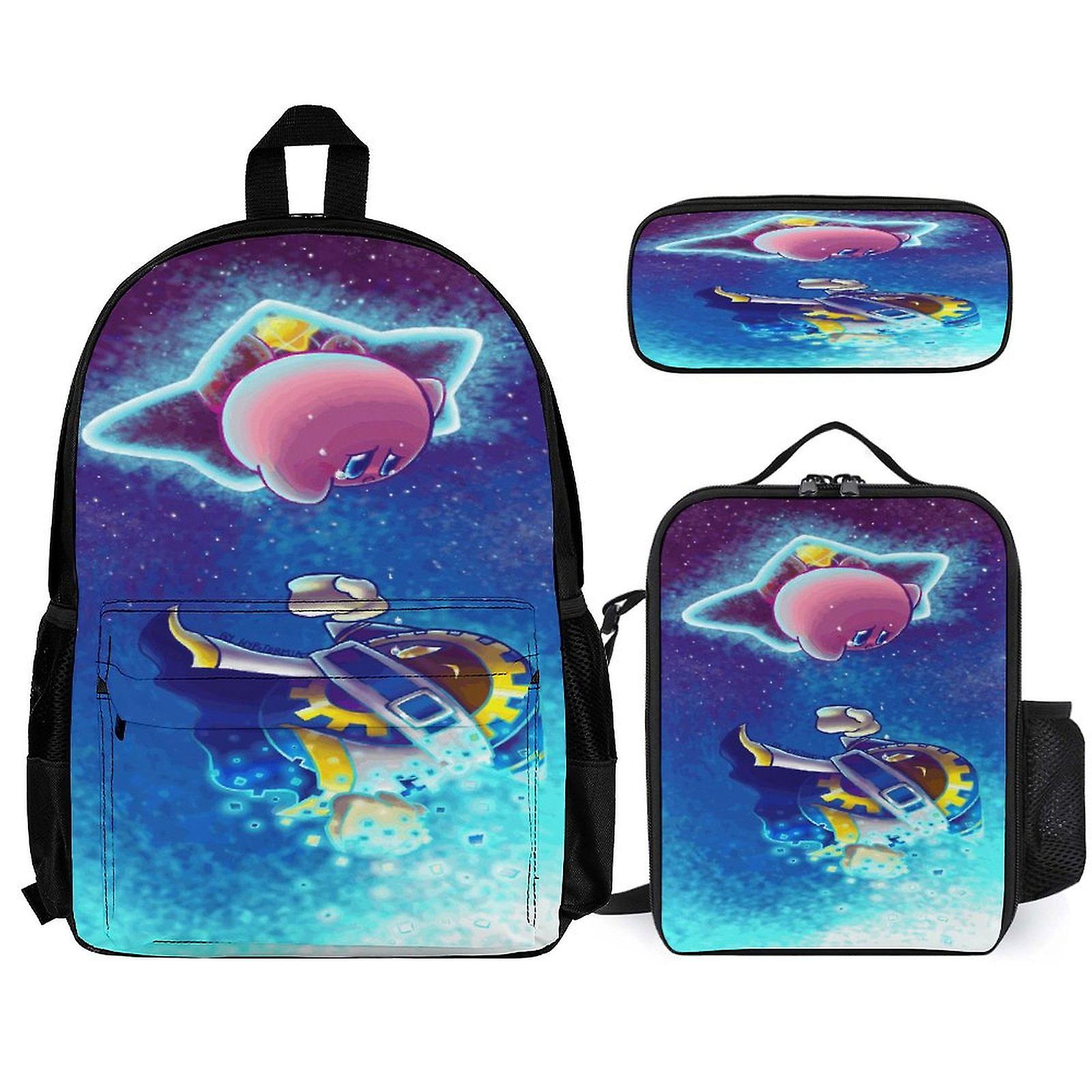 Kirby Backpack 3 Piece Set Laptop Backpack with Pencil Case Lunch Bag Combination