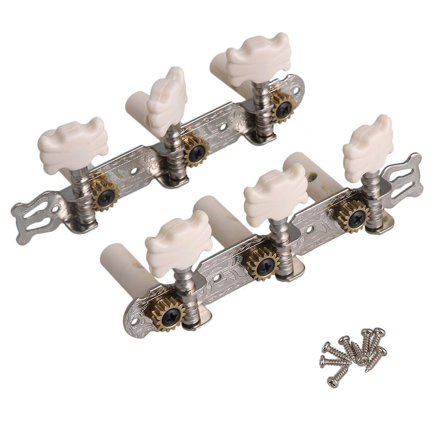 For 2pcs Chrome Classical Acoustic Guitar Machine Heads Tuning Peg Cream Button WS2389