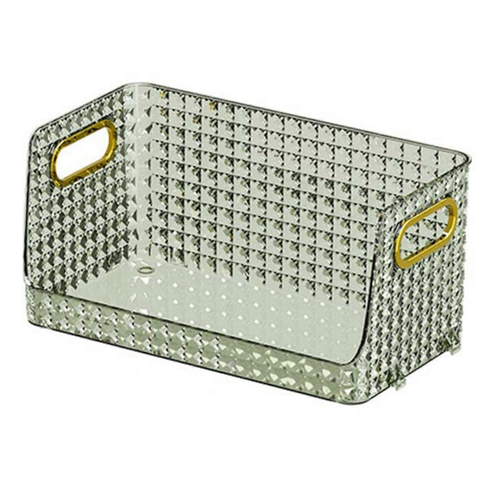 Cosmetics Organizer Large Capacity Stable Base Geometric Pattern Pet Makeup Storage Organizer Dark Green