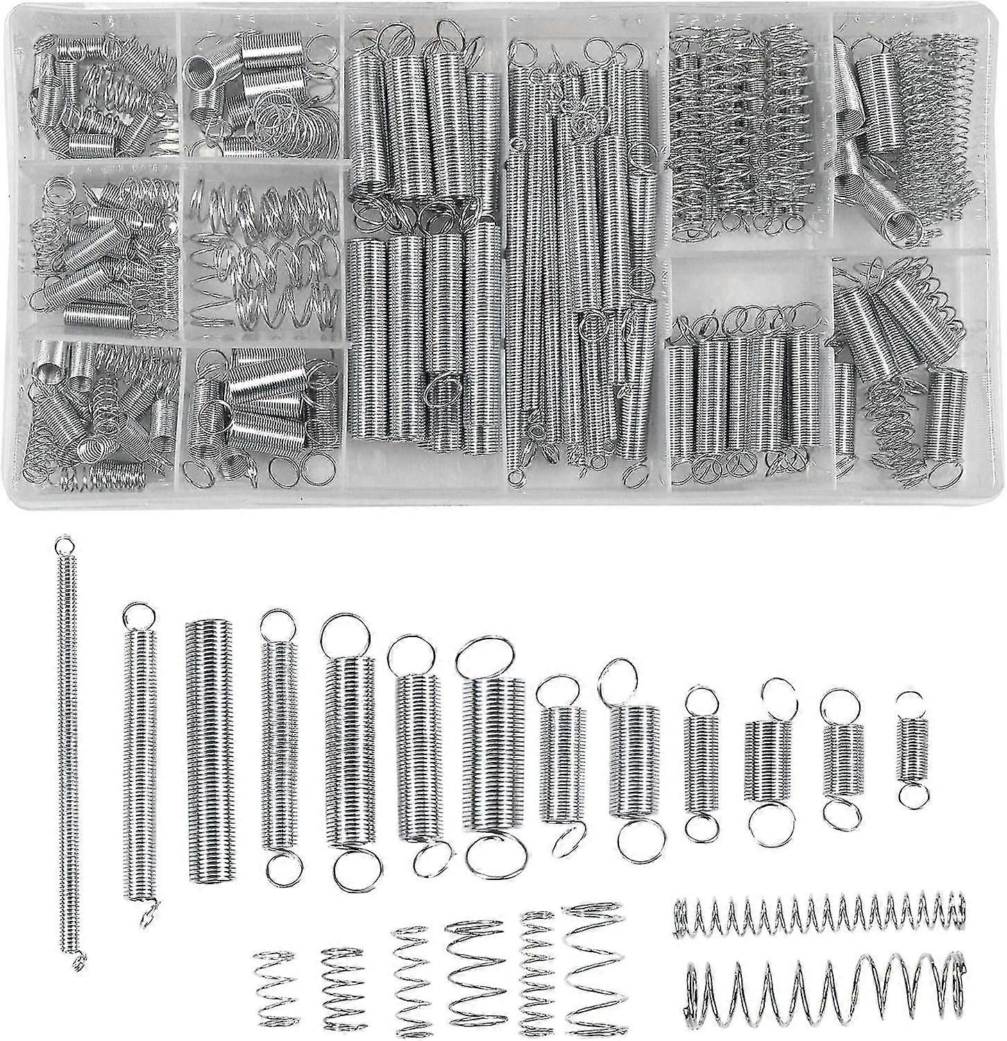 200 Pieces Compression Springs Extension Springs Extension Springs Assortment 20 Sizes Galvanized Steel Springs with Storage Box