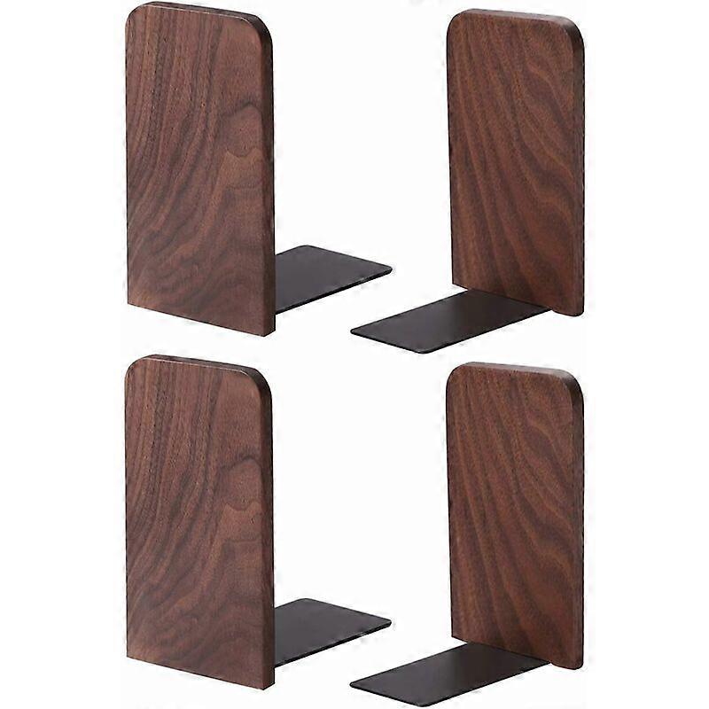 Set of 2 pairs of walnut wood bookends 13 x 8.1 cm