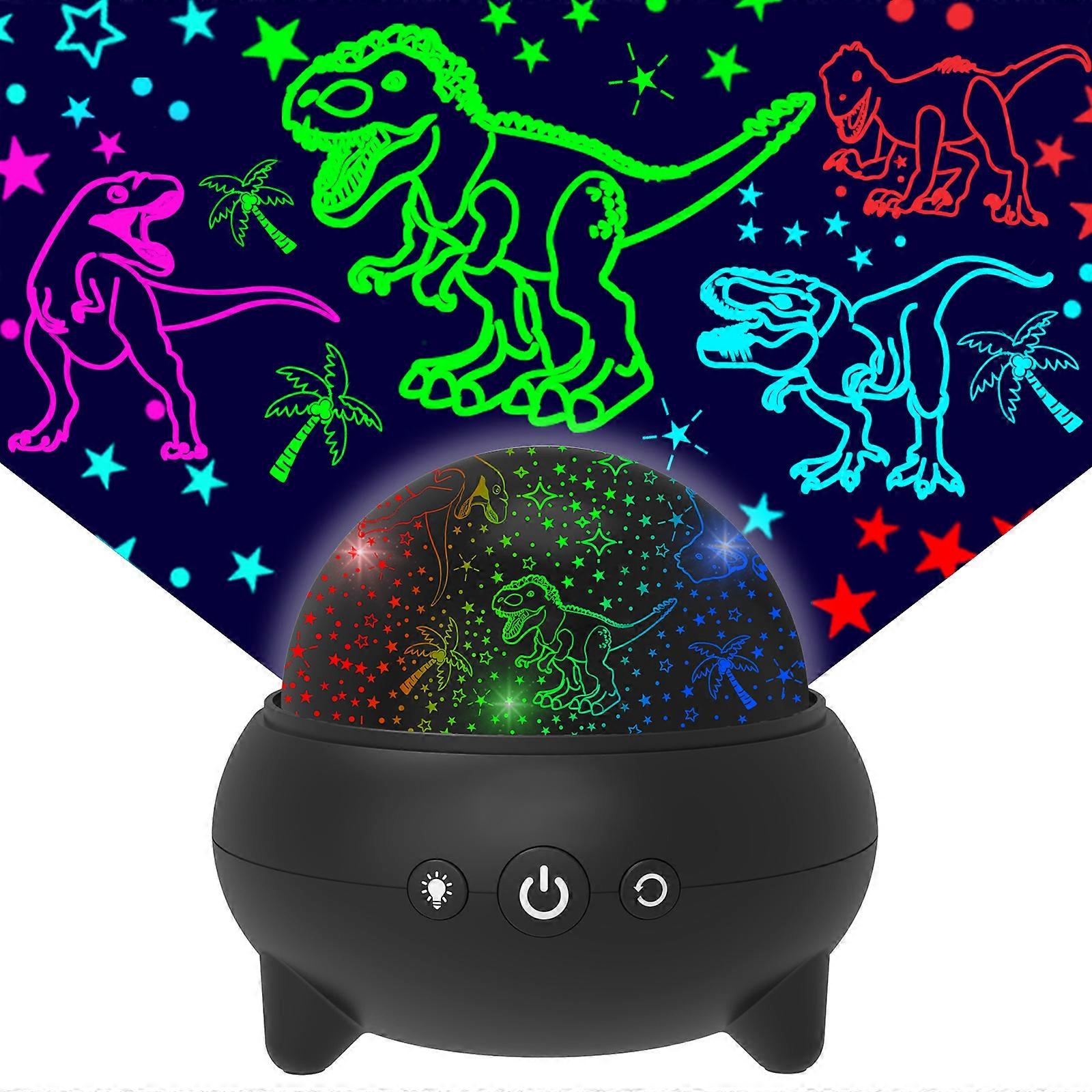 Toys for 2-8 Year Old Boys,2 in 1 Ocean Projector Dinosaur Night Light (Black) for Kids Room,360 Rotation 9 Colors Changing