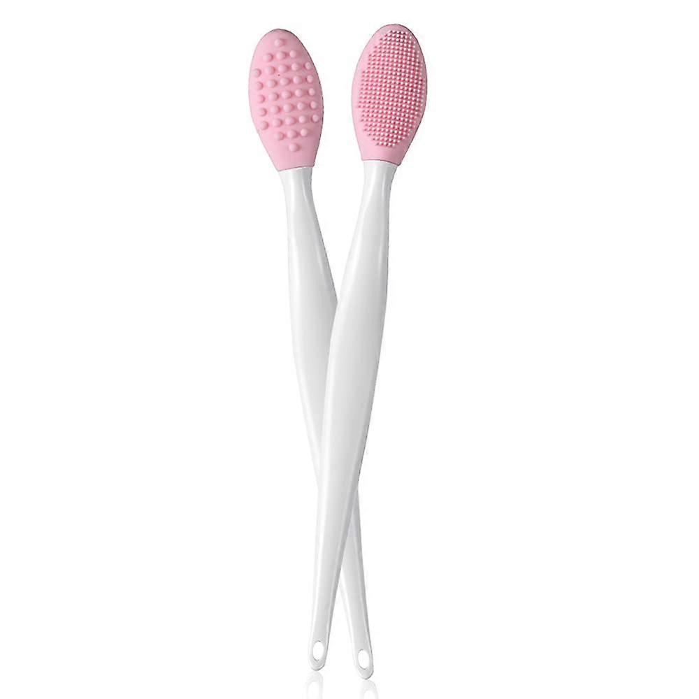 Outil de brosse à lèvres 2PCS, brosse à lèvres exfoliante en silicone double face pour une apparence de lèvres plus complète, nettoyage des points noirs