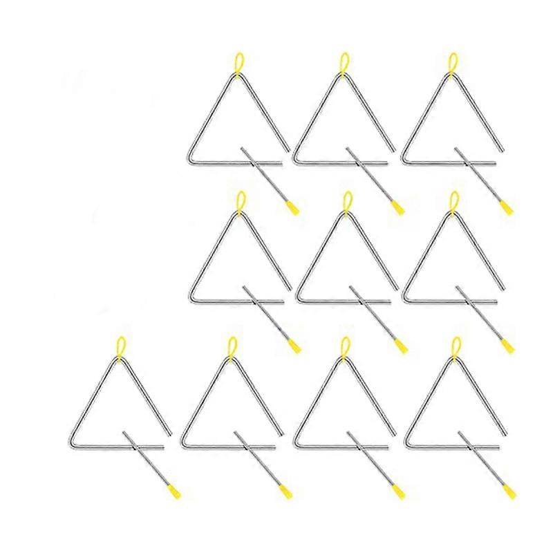 10 pièces Triangle Main Percussion Triangle Instrument de Musique Pour Enfants Adulte (6 pouces)