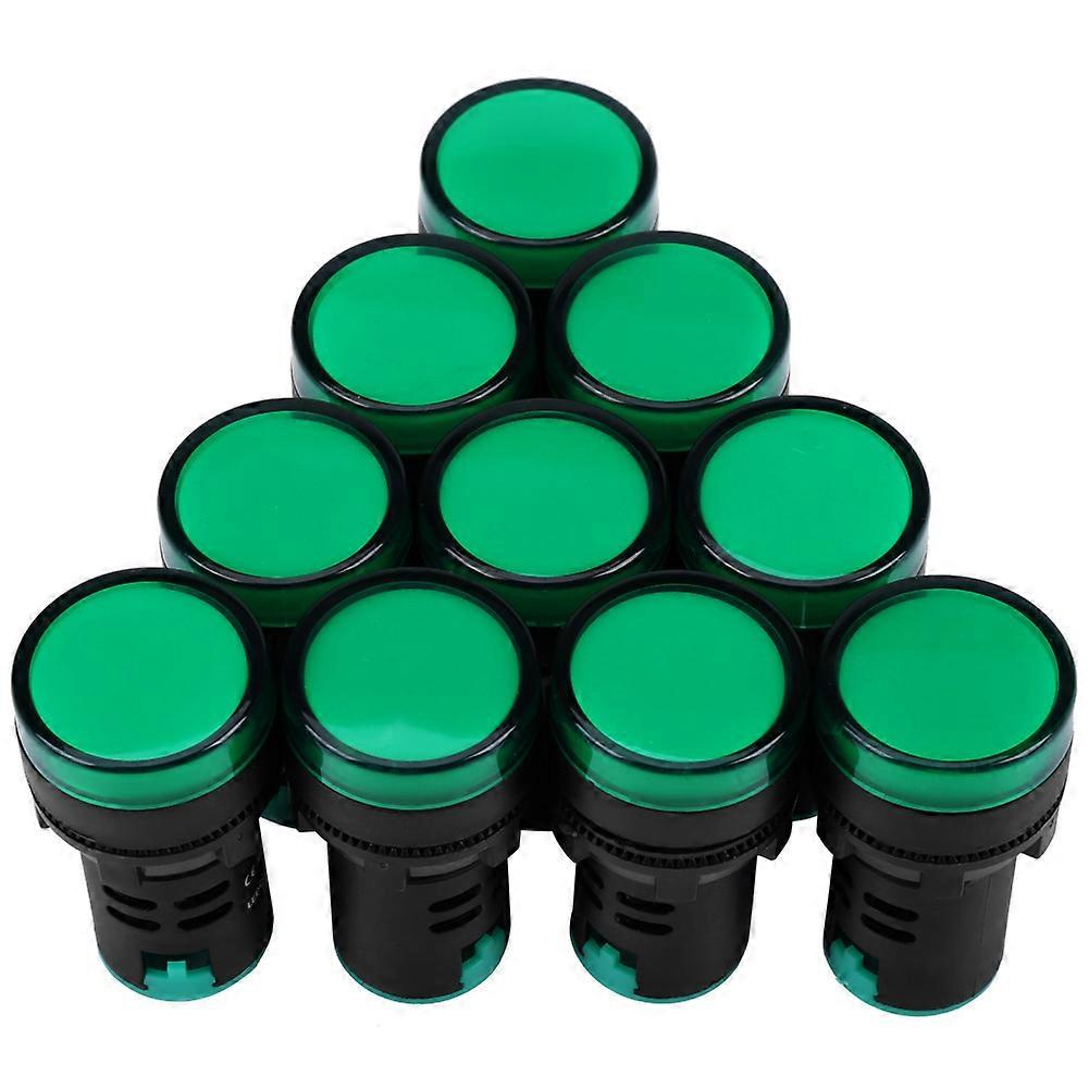 10pcs  Ac/dc 24v 22mm Thread Led Electronic Indicator Signal Light (green)