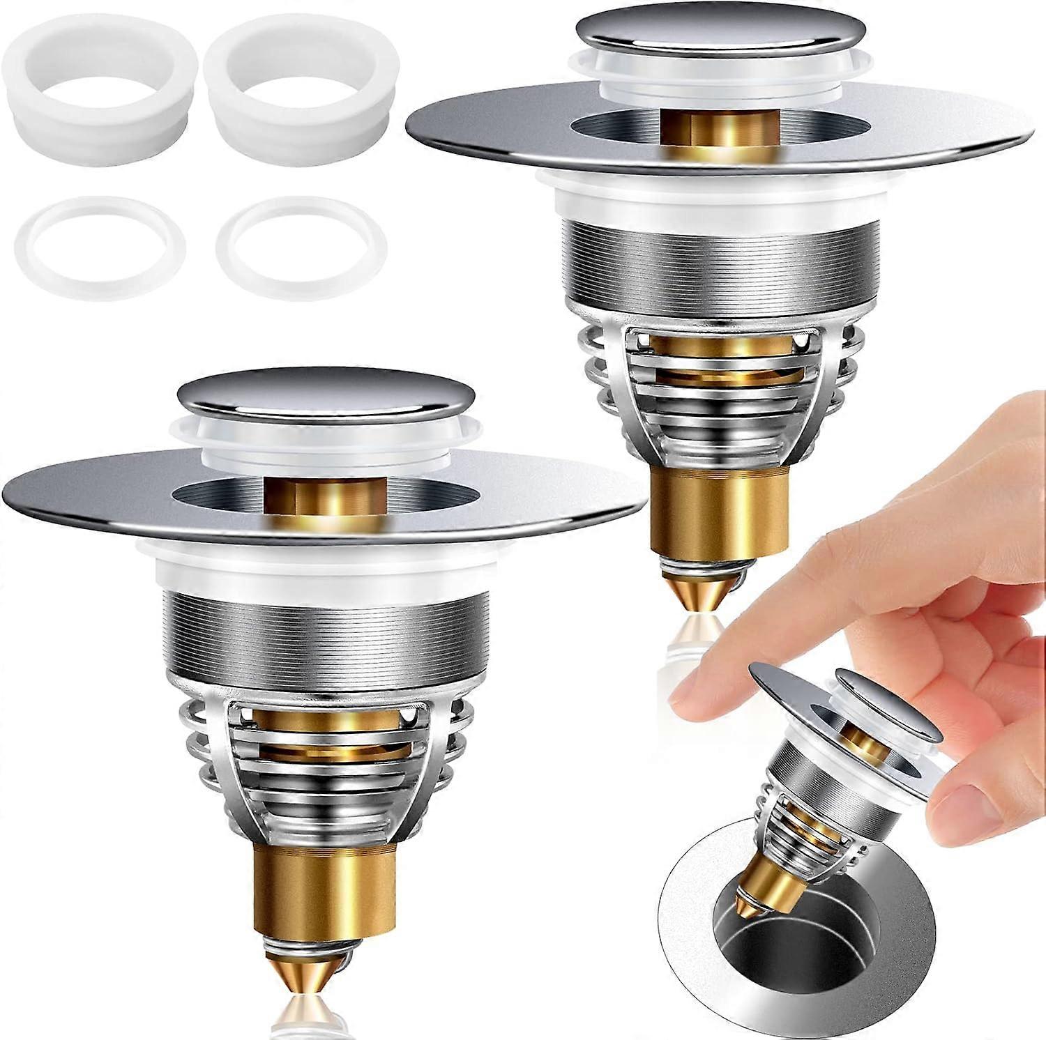 2 pieces of stainless steel back rash Core push-type drain set sieve, sieve sieve sieve, drain stuff for washbasin drainage of all kinds with 2 seals 