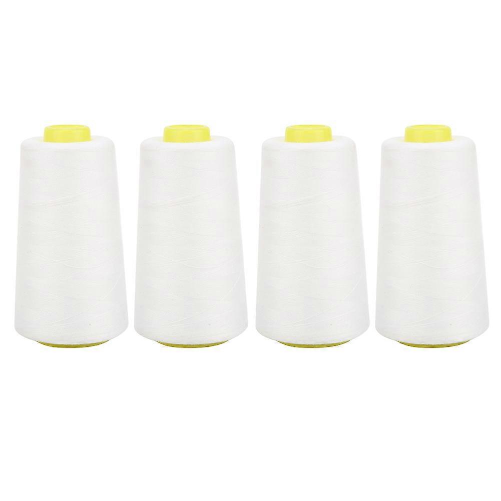 4PCS High Grade Polyester Thread Sewing Machine Accessories Needle Thread 3000 Yards for Clothes(White )