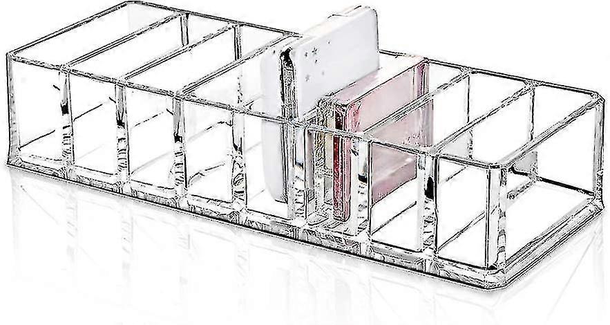 Transparent Storage Box With 8 Compartments, For Makeup/cosmetics/powder/brushes
