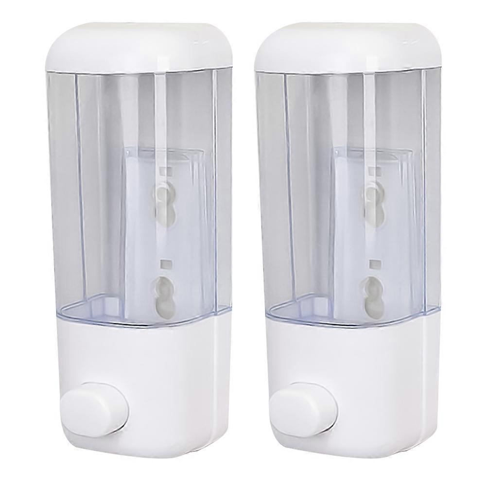 2Pcs 500ML Manual Liquid Soap Dispenser Large Capacity Hand Sanitizer Machine Wall Hanging Type Soap Dispenser Simple Soap Hanging Container (White)