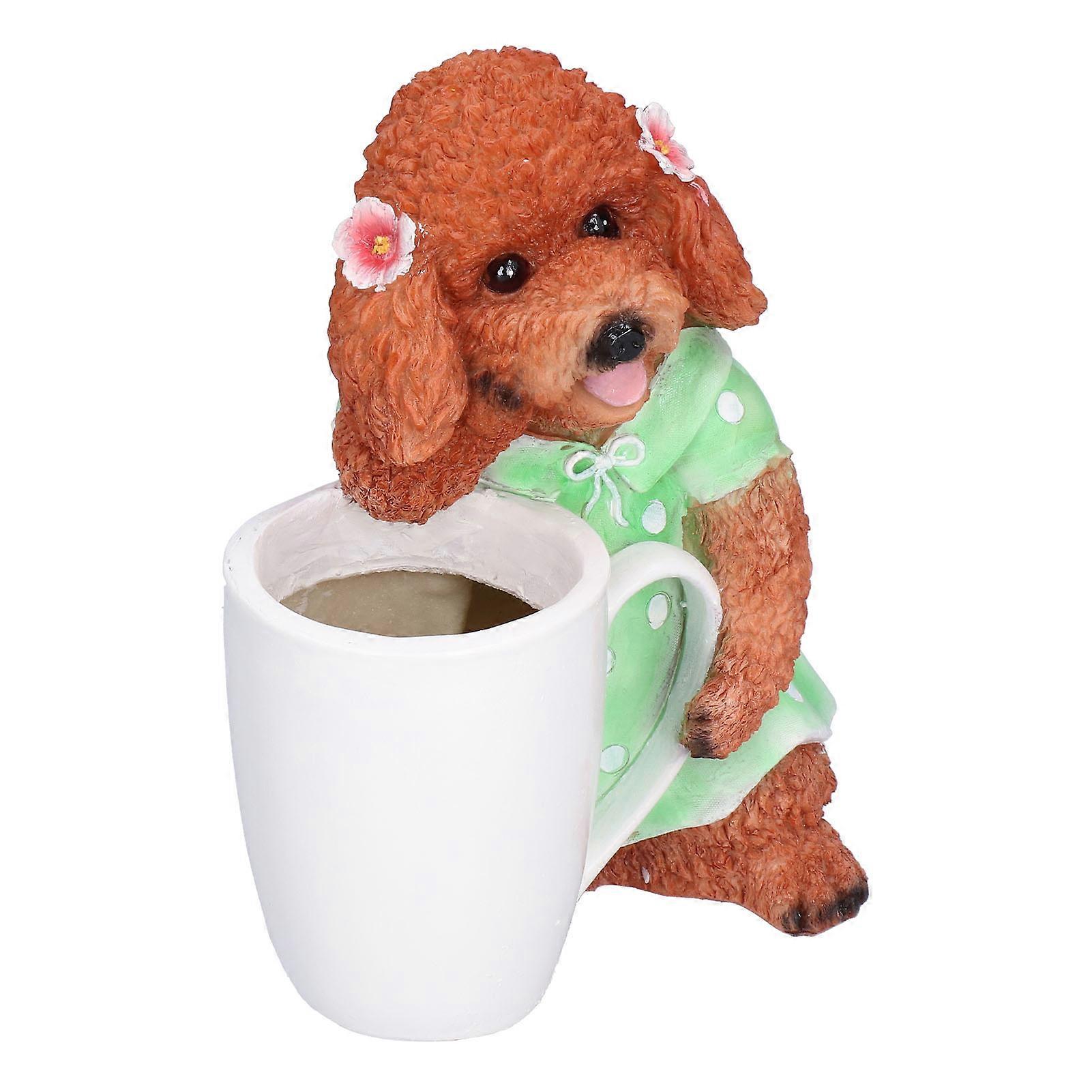 Animale Vaso Decorazione Resina Dipinto A Mano Simulazione Cane Vaso Di Fiori Ornamento per GardenBrown