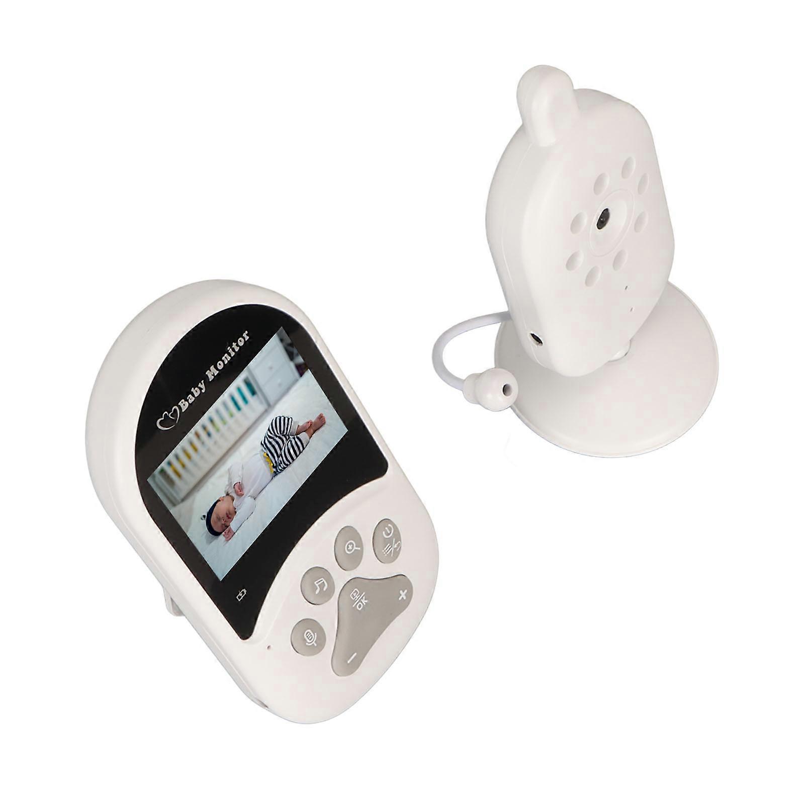 Baby Monitor 2.4 Inch Color Screen Two Way Talk Long Range HD Video Baby Monitor with Moving Camera 100240V UK Plug