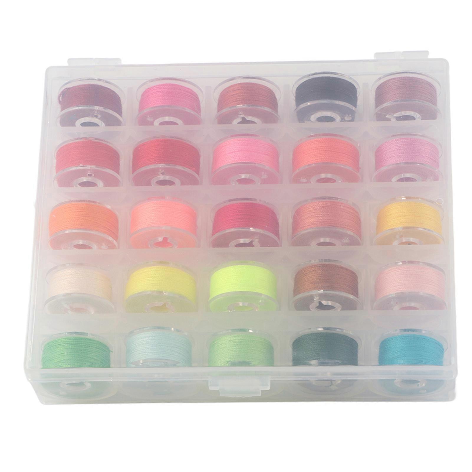 25 Colors Polyester Sewing Thread Bobbin Thread Handwork Sewing Supplies Kit with Storage Box