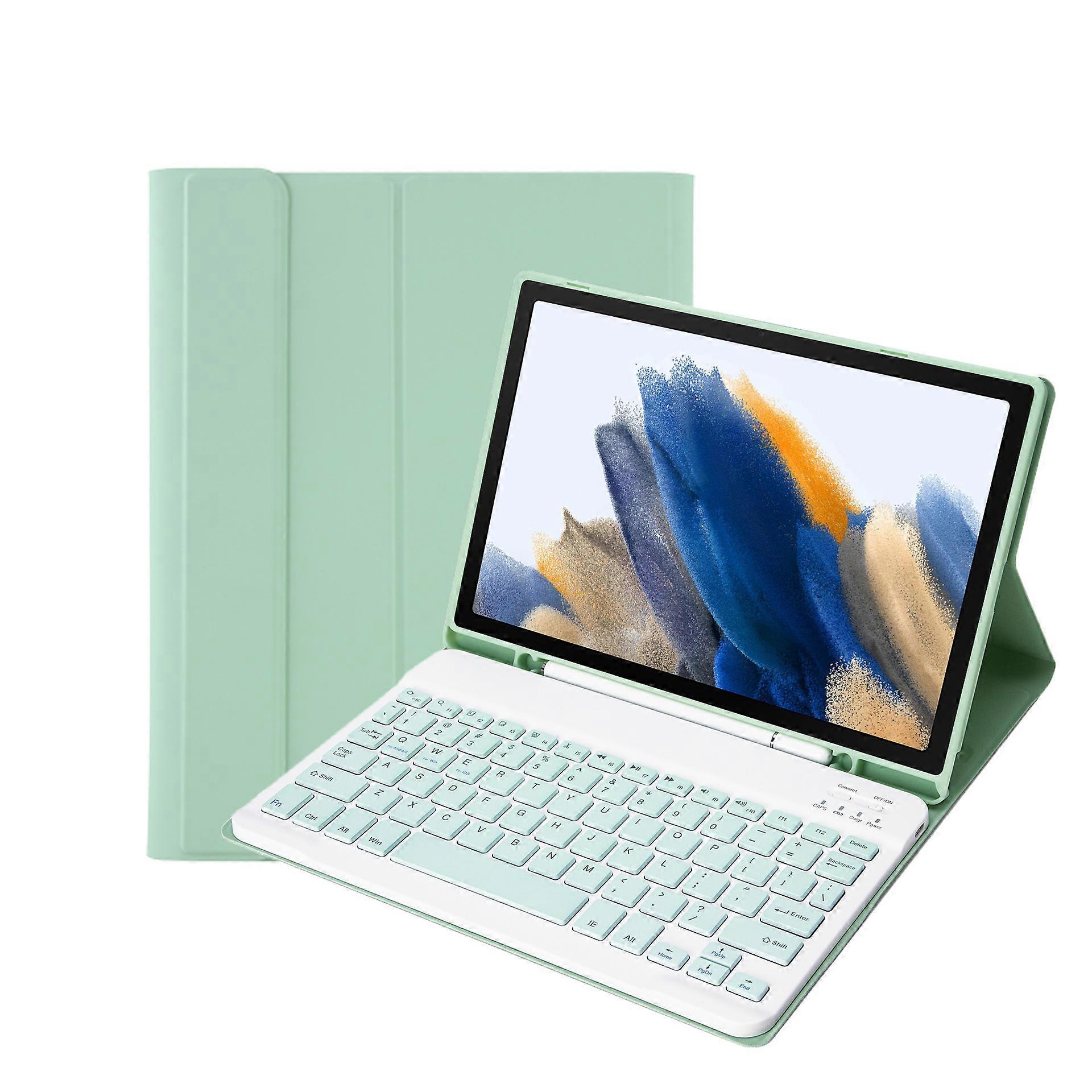Bluetooth Keyboard Protective Case For Samsung Galaxy Tab S9Fe/S9 11" 710/716B/718U, Wireless Bluetooth Keyboard & Faux Leather Case & Pen Slot Matcha