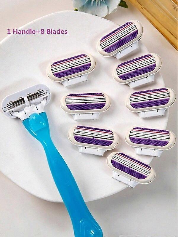 ( 1ハンドル + 8ブレード )女性の安全かみそりの刃顔/脚/脇の下/ビキニ美容脱毛シェービング互換性のある金星シェーバーXYC-6147ファブリックシェービング