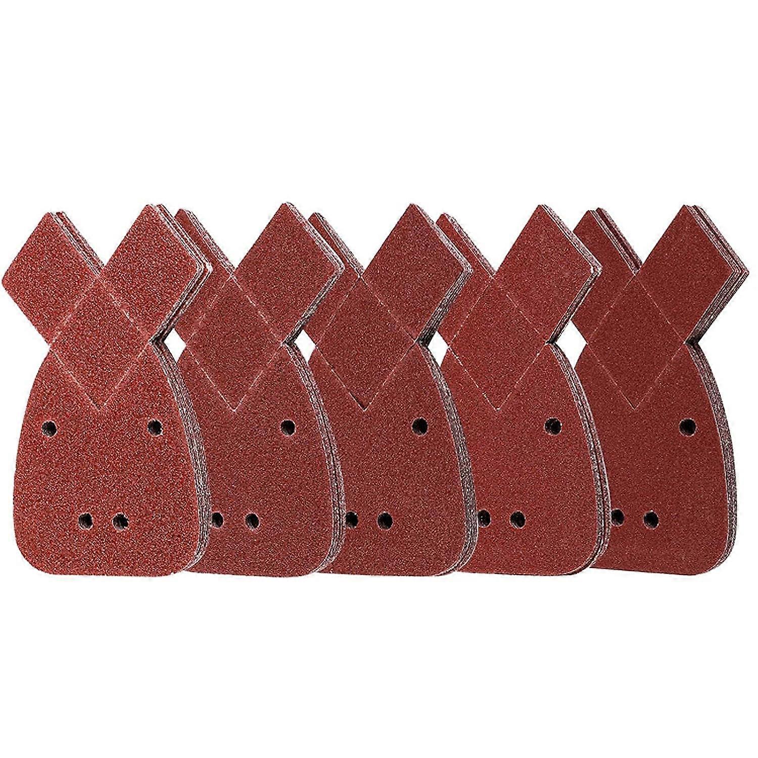 50 Sandpaper Triangular Sanding Sheets, 4 Holes, 40/60/80/120/240 Thickness for Sander Polished