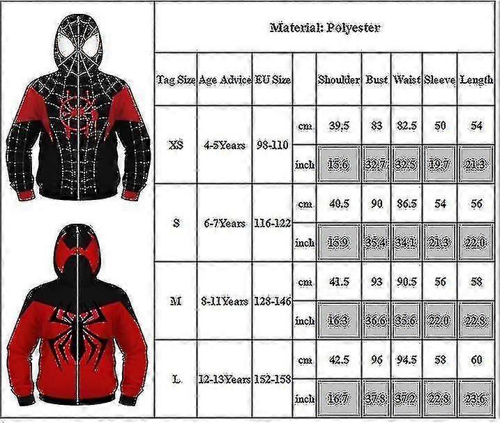 Kids Boy Spider-man Hoodies Hooded Zip Coat Jacket Top Outwear Fans Gift