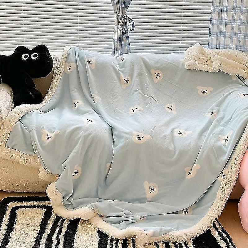 Printed autumn winter warm sofa blankets for throw soft coral fleece warmth bed blanket imitation lambswool anti-static blanket