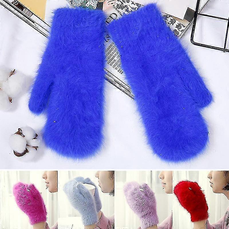 Vintervarma kaninpälshandskar för kvinnor utomhus tjockare ullfingerlösa handskar vinterhandskar för kvinnor flickor presenter