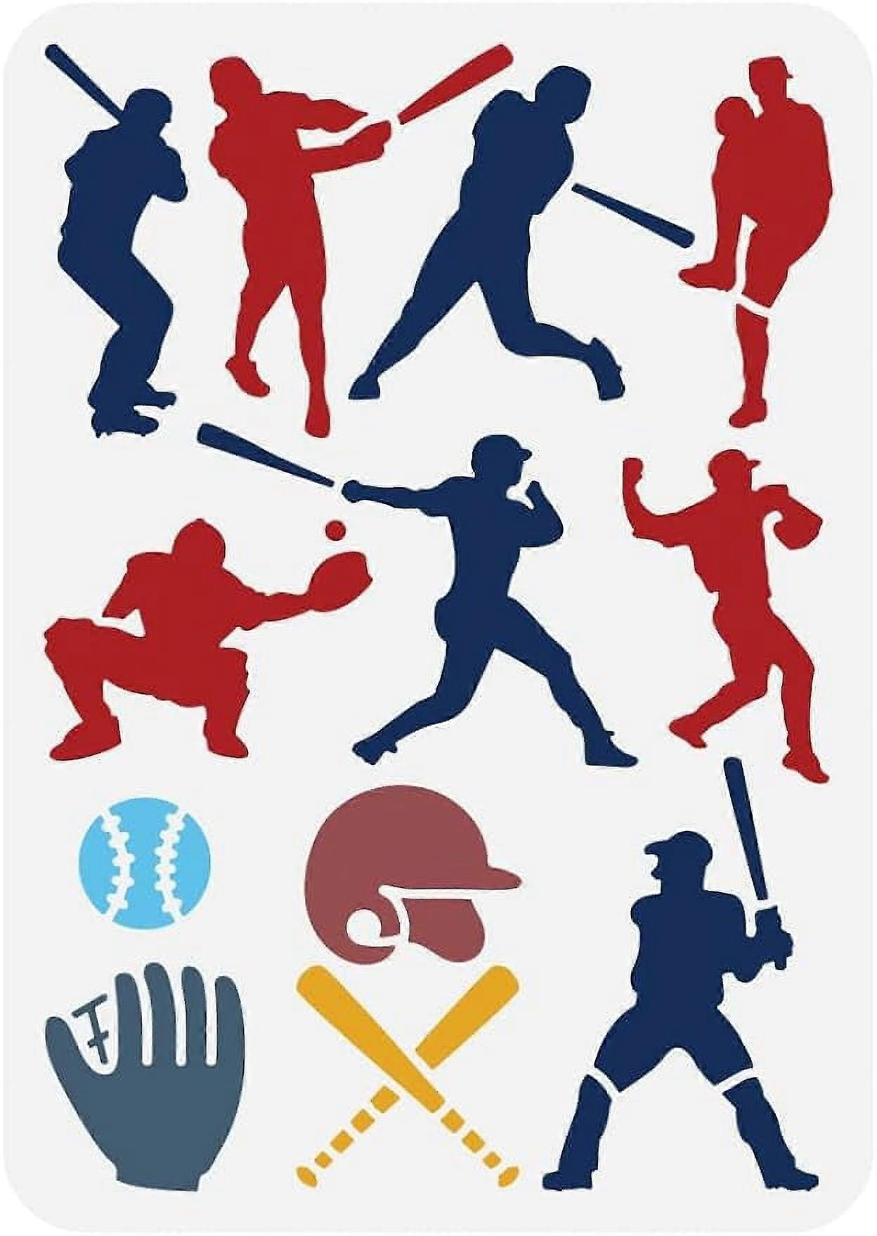 1Pc Baseball Player Stencil Baseball Pattern Painting Template Reusable Plastic Sports Theme Stencil DIY Art Stencil for Painting